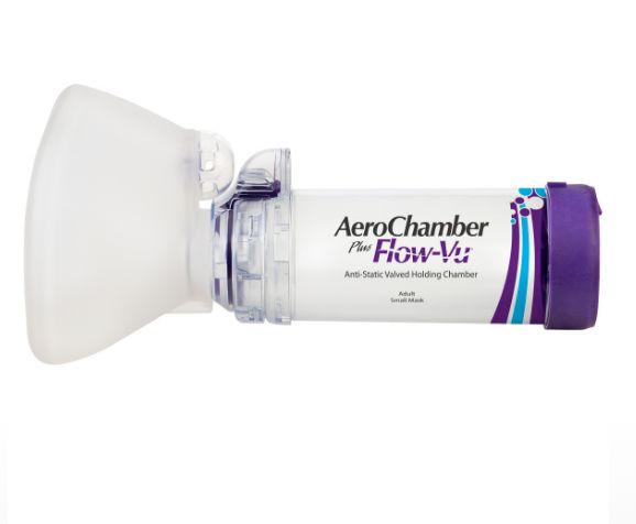 AEROCHAMBER PLUS FLOW-VU Chamber (Mor, Erikin +5 ya) - (Purple, Adult Small 5+ Years)